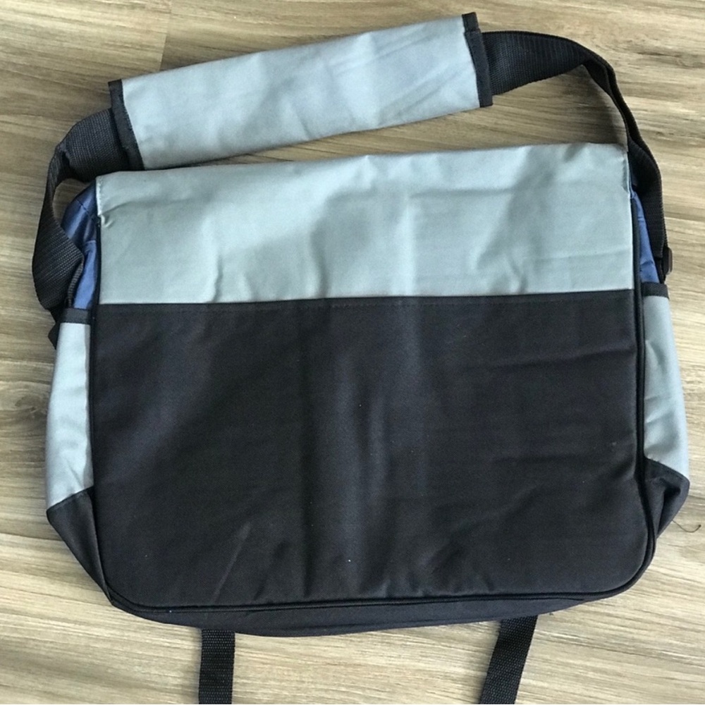 Blue and Gray Men's Messenger Computer Bag - Picture 3 of 7
